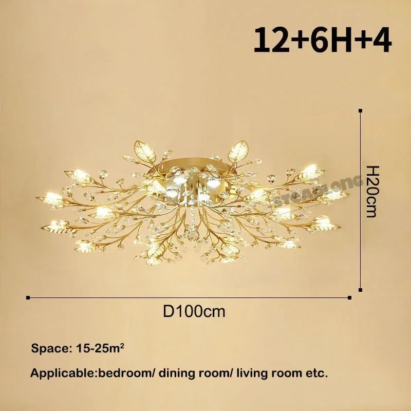 DecorBites™ Crystal Ceiling Chandelier LED Light Fixture for Living Room Bedroom Kitchen