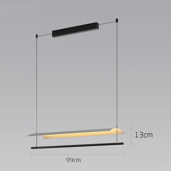 Wabi-Sabi Black Metal Acrylic Strip Pendant Light