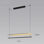 Wabi-Sabi Black Metal Acrylic Strip Pendant Light