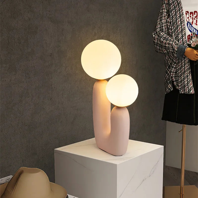 DecorBites™ Glass Ball Table Lamp: Green Pink Resin Nordic Cute Bedroom Living Room Decor