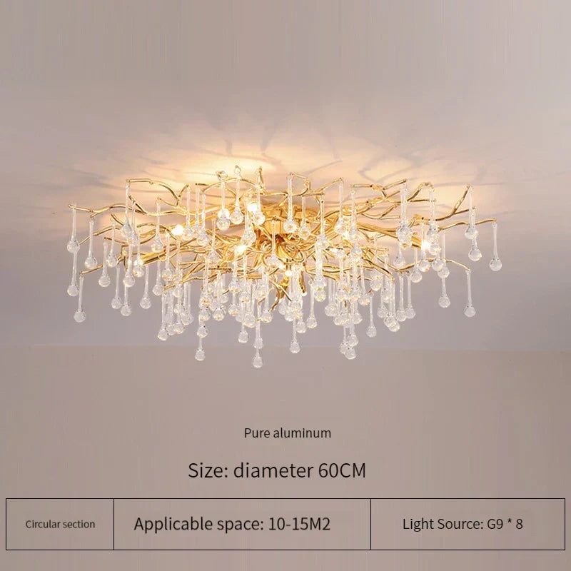 DecorBites™ Elegant Gold Crystal Chandelier for Modern Luxury Living Spaces
