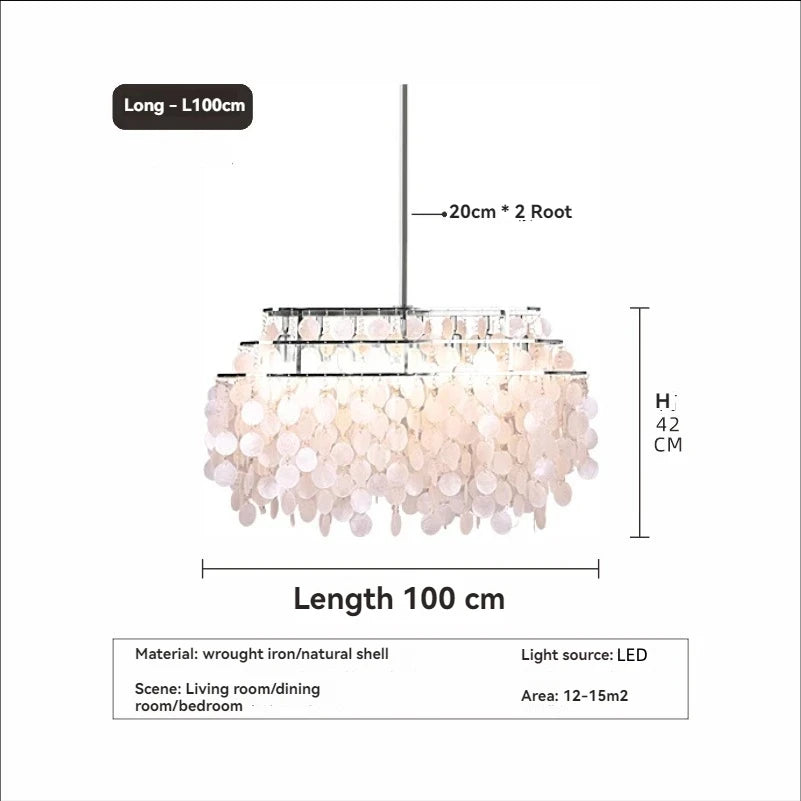 Modern Shell Pendant Chandelier in Gold or Chrome
