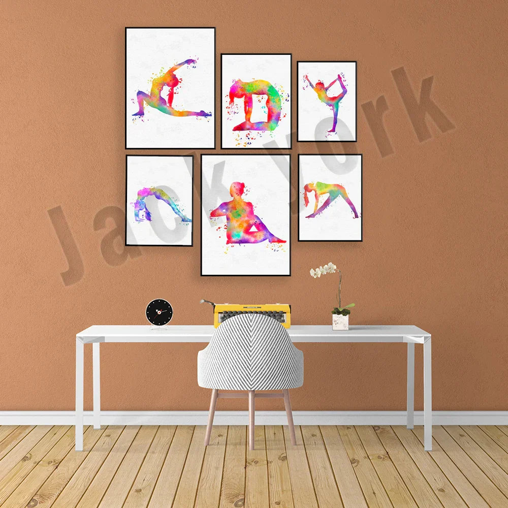 DecorBites™ Dance King Yoga Print Women Dance Asana Pose Zen Pilates Art Deco Gift