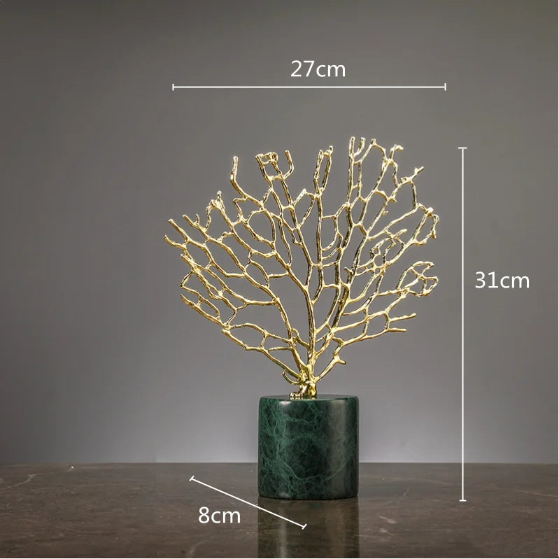 DecorBites™ Coral Crystal Tree Glass Vase Metal Frame Resin Ocean Figurines, Home Decor