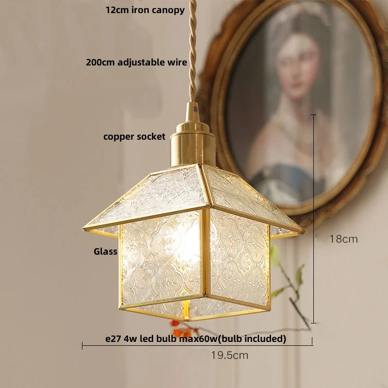 DecorBites™ Antique Glass LED Pendant Lamp, Adjustable Loft Kitchen Light Fixture