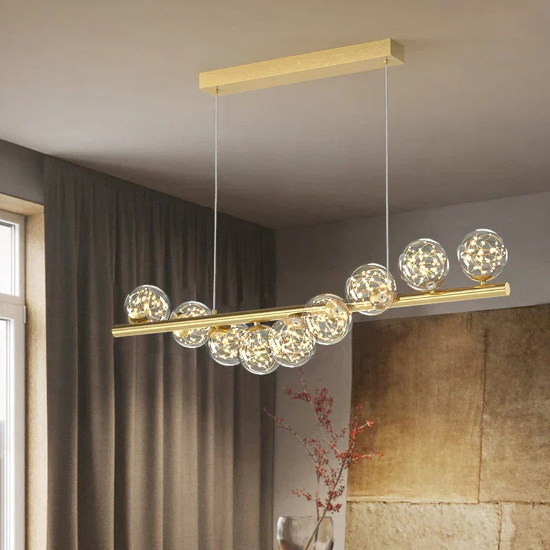 Lustre Or Boules en Verre DecorBites™ : Éclairage de Cuisine Salle à Manger Style Nordique