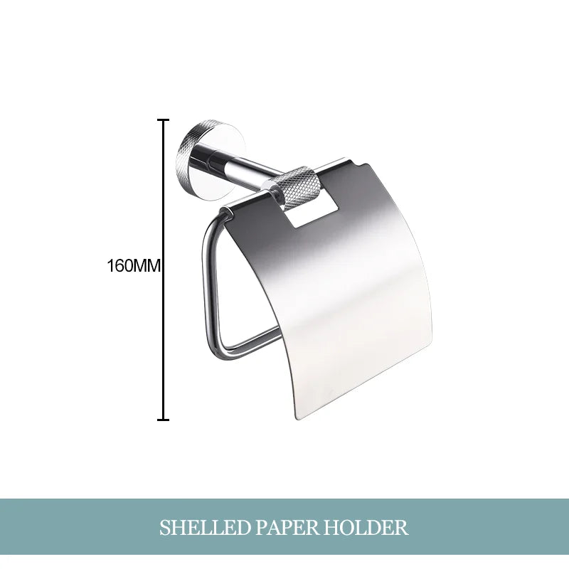 DecorBites™ Bathroom Essentials Set: Towel Bar, Toilet Paper Holder, Bathrobe Hook, Soap Dish, Toilet Brush