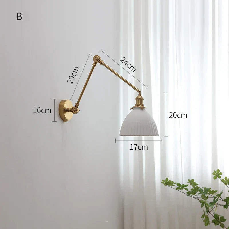DecorBites™ Copper Swing Arm Wall Lights Sconce Up Down LED Modern Ceramic Lampshade