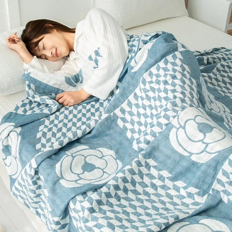 DecorBites™ Cotton Gauze Boho Throw Blanket - Cozy Bedspread & Sofa Cover