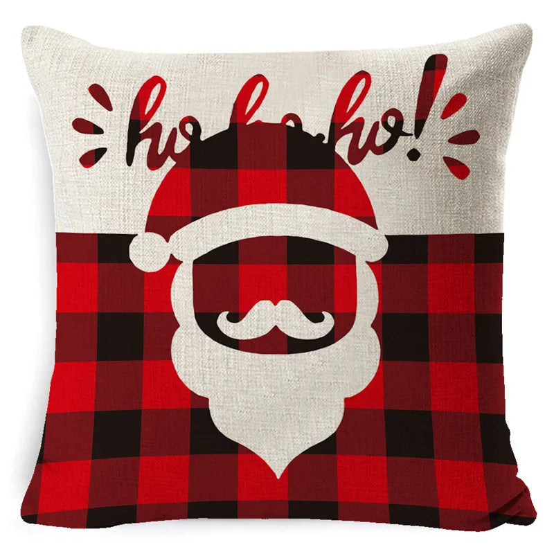 DecorBites™ Elk Print Linen Pillowcase: Festive Christmas Cushion Cover for Sofa - 2023 New Year Decor