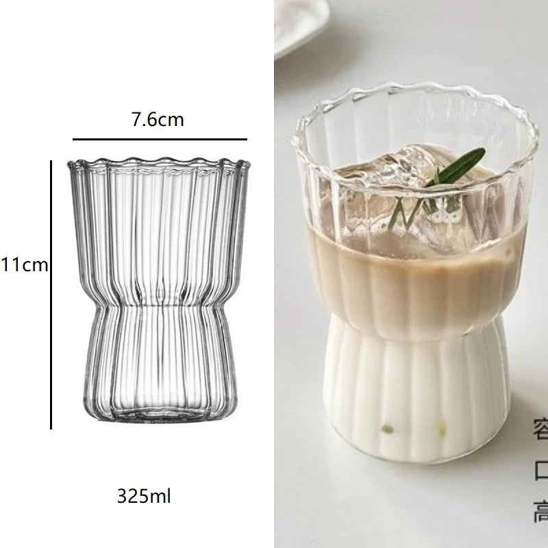 Tasse en verre à rayures résistante à la chaleur DecorBites™ pour la maison et le bureau