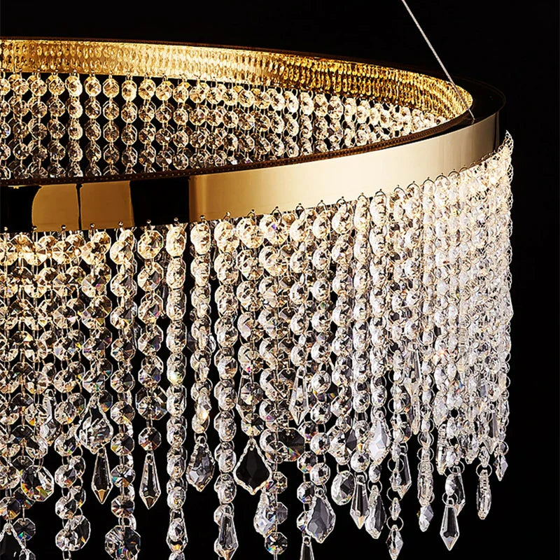 DecorBites™ Crystal Waterfall Chandelier for Foyer Dining Room Hotel Home Decor