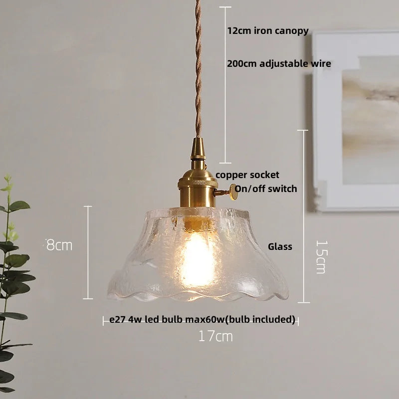 DecorBites™ Glass Copper LED Pendant Lamp with Wire Adjustment & Knob Switch