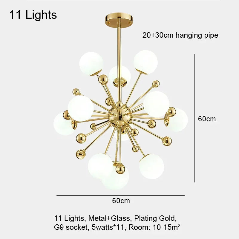 مصباح زجاجي متدلي ذهبي بتقنية LED من DecorBites™‎ للإضاءة الداخلية العصرية