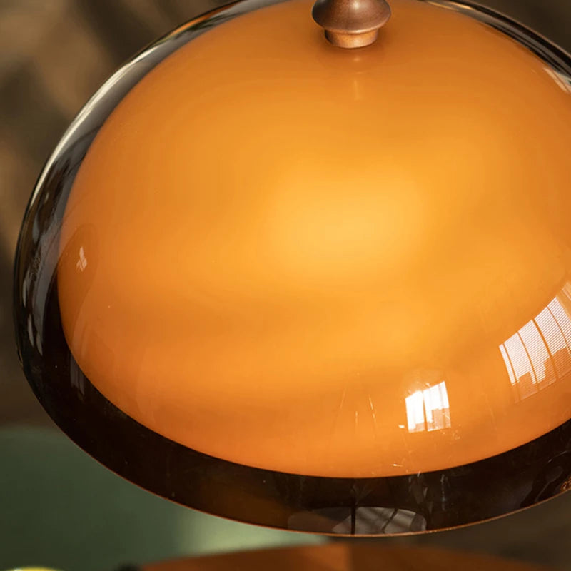Brown Acrylic Pendant Light With Dark Wood Accent