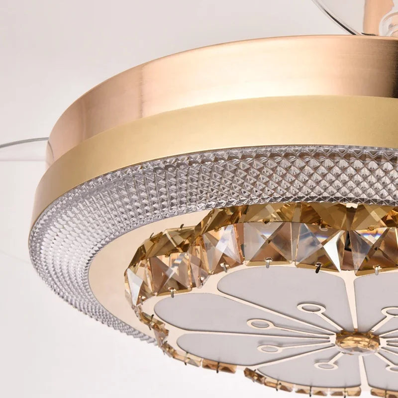 DecorBites™ Crystal Invisible Fan Lamp 42-Inch European Living Room Ceiling Fan Chandelier