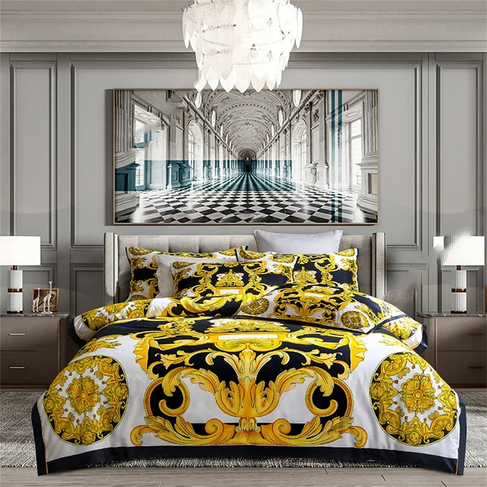 DecorBites™ 1200TC Golden Egyptian Cotton King Queen Bedding Set, Custom Size Option