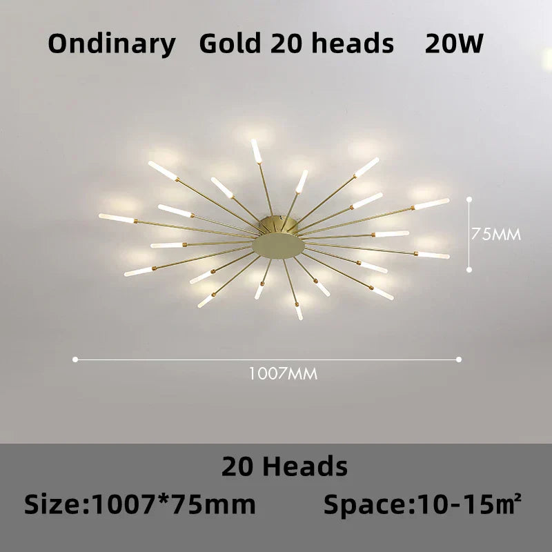 DecorBites™ ثريا الألعاب النارية LED: تركيبات إضاءة متدلية حديثة لغرفة المعيشة وغرفة النوم على الطراز الاسكندنافي