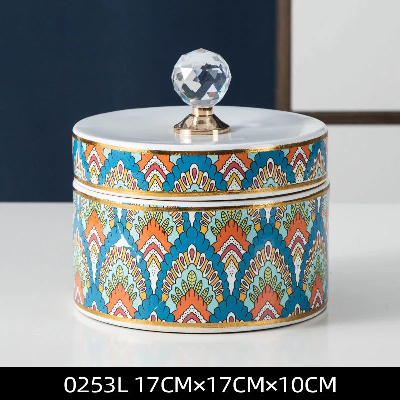 DecorBites™ Crystal Ball Ceramic Jewelry Box: Decorative Storage Jar for Home Organization