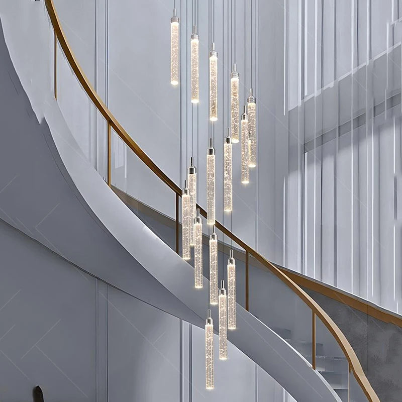 Art Deco Crystal Staircase Pendant Light