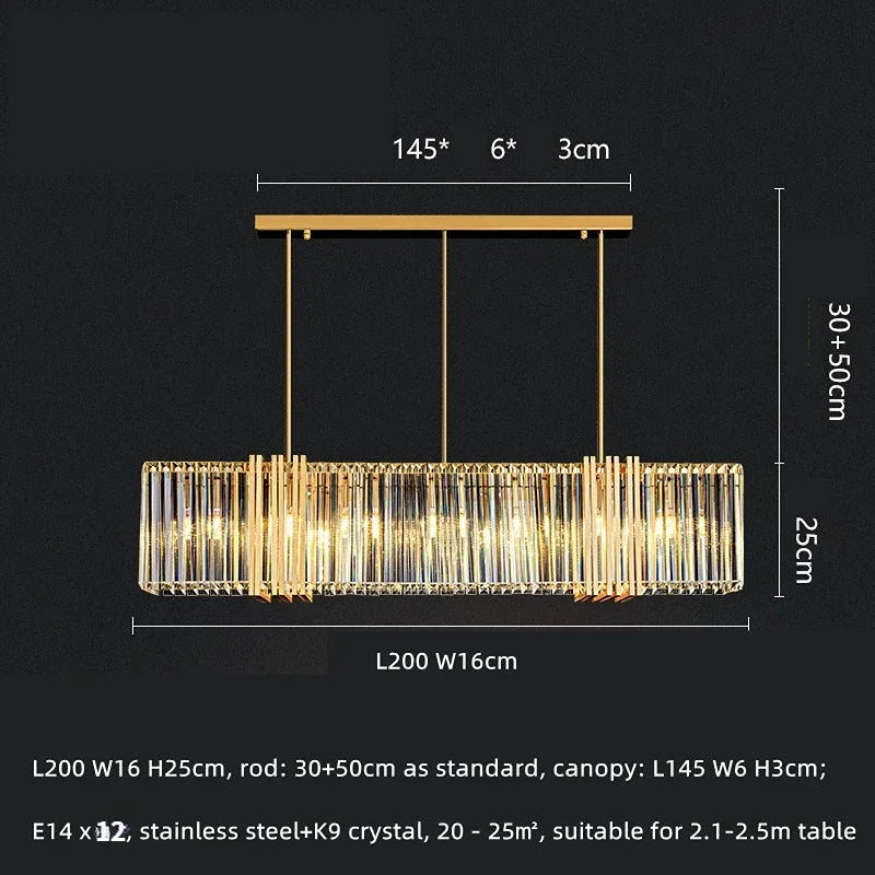 نجفة كريستال LED فاخرة E14 من DecorBites™: إضاءة أنيقة لغرفة الطعام
