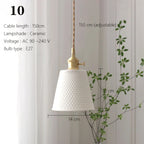 Japanese Ceramic Pendant Light With Copper Finish