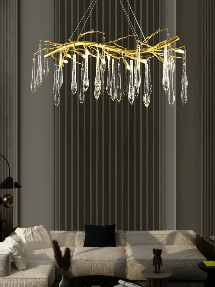 DecorBites™ ثريا كريستال قطرة كبيرة: مصباح متدلي عصري لغرف النوم والمطاعم
