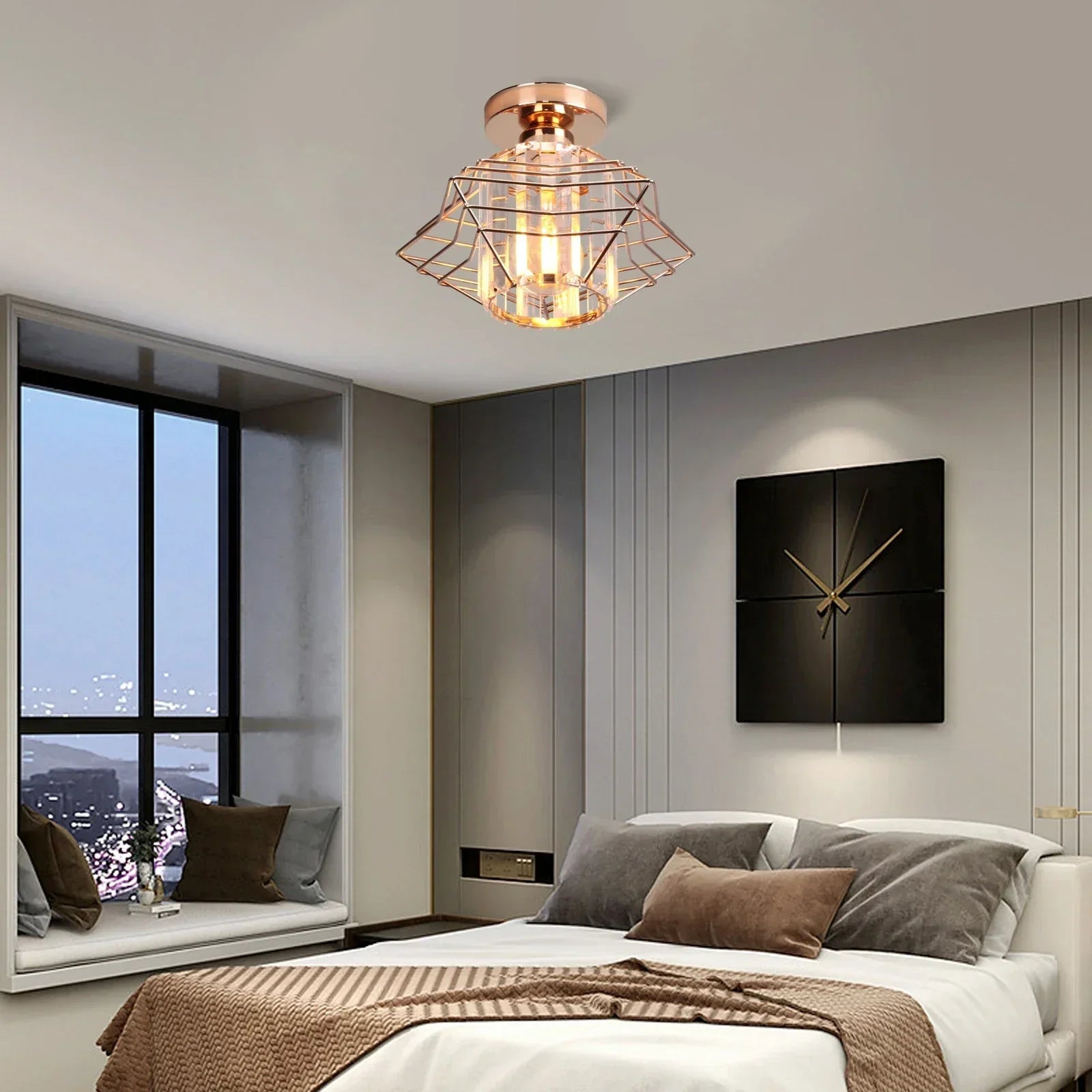 DecorBites™ Crystal Ceiling Chandelier: Modern Industrial LED Indoor Lighting Fixture