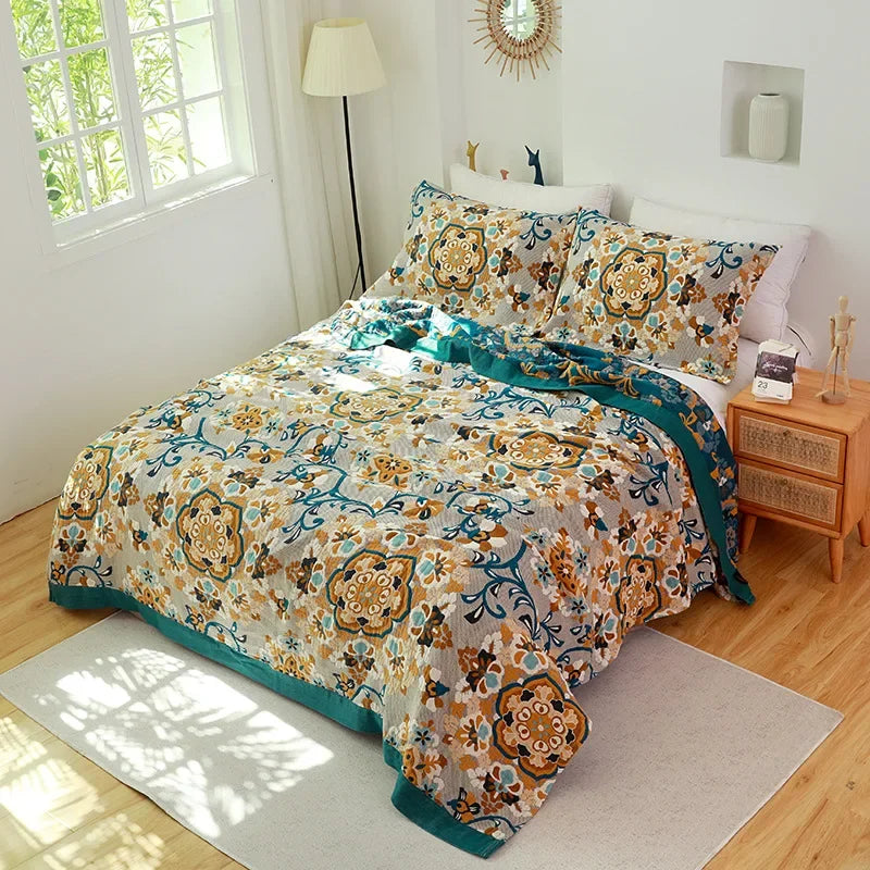 بطانية زهور من الشاش القطني الياباني من DecorBites™: ناعمة ومسامية، مثالية للصيف