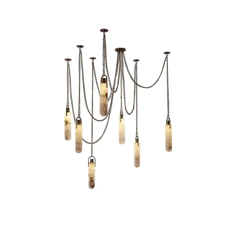 ثريا LED كروم ذهبية من DecorBites™ لغرفة الطعام - تصميم رخامي 2025