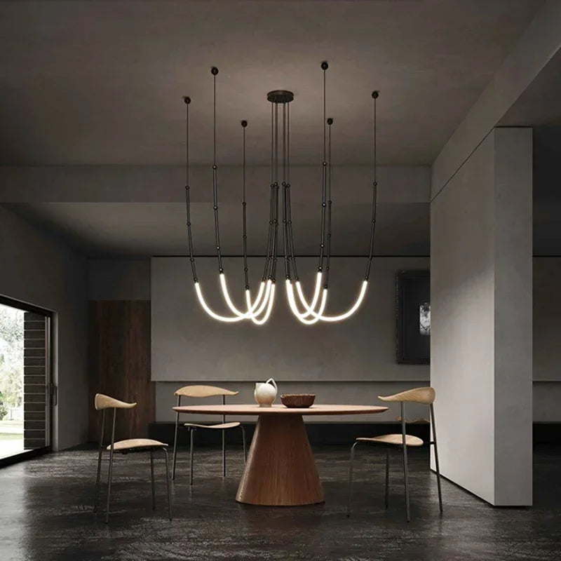 Contemporary Acrylic Line Pendant Light In Brushed Nickel