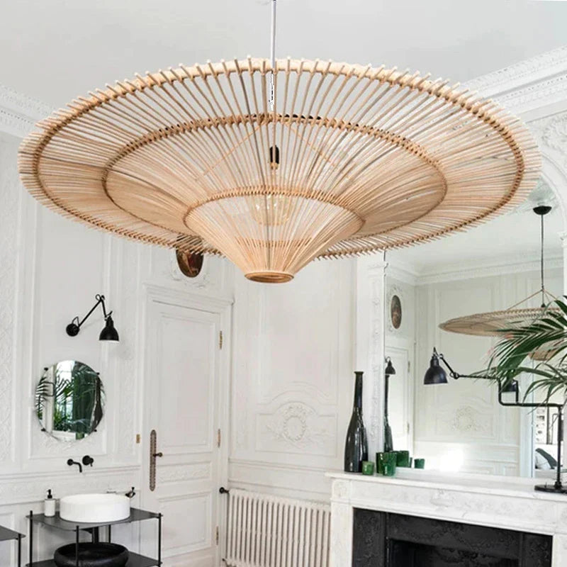 DecorBites™ Handmade Rattan Wicker Chandelier for Home and Shop Decor