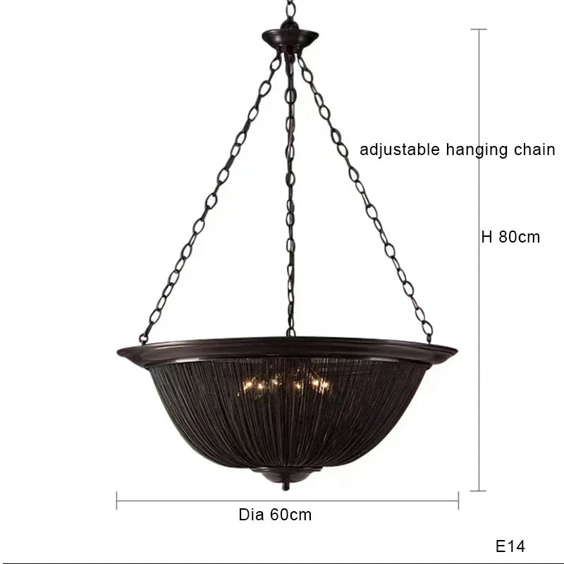 DecorBites™ Black Aluminum Chain Tassel Pendant Lights - Dimmable Classic Chandelier