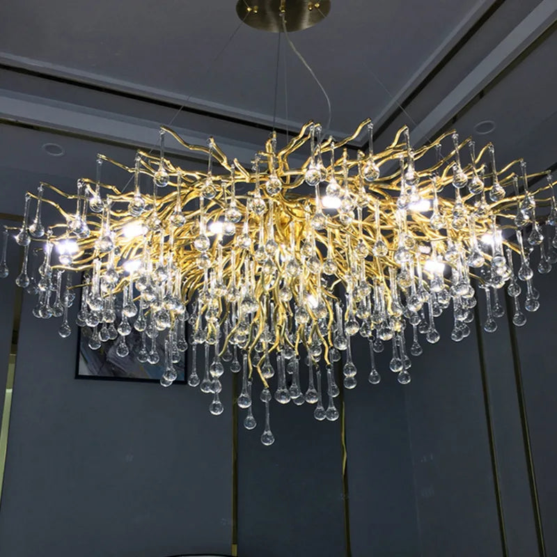 DecorBites™ Crystal Tree Branch Chandelier: Luxury LED Pendant Light for Elegant Living Spaces