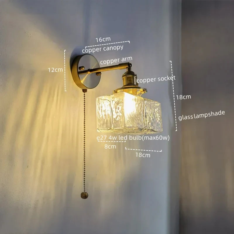 DecorBites™ Glass Copper LED Wall Lamp Modern Corridor Bedside Light