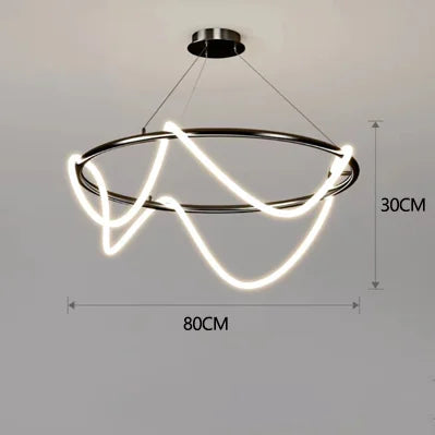 ثريا DecorBites™ الذهبية السوداء LED المعلقة بتصميم عصري مبسط لإضاءة ديكور المنزل