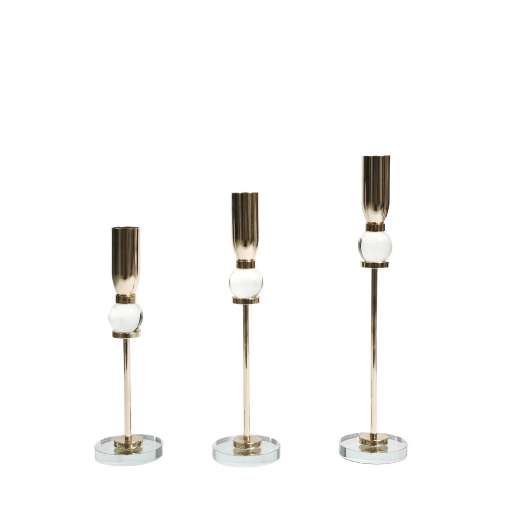 DecorBites™ Crystal Glass Candlestick Holder - Elegant Home Décor Accessory