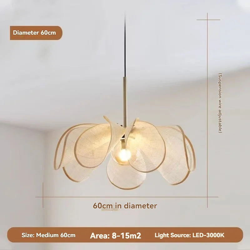 Wabi-Sabi White Fabric Flower Pendant Light