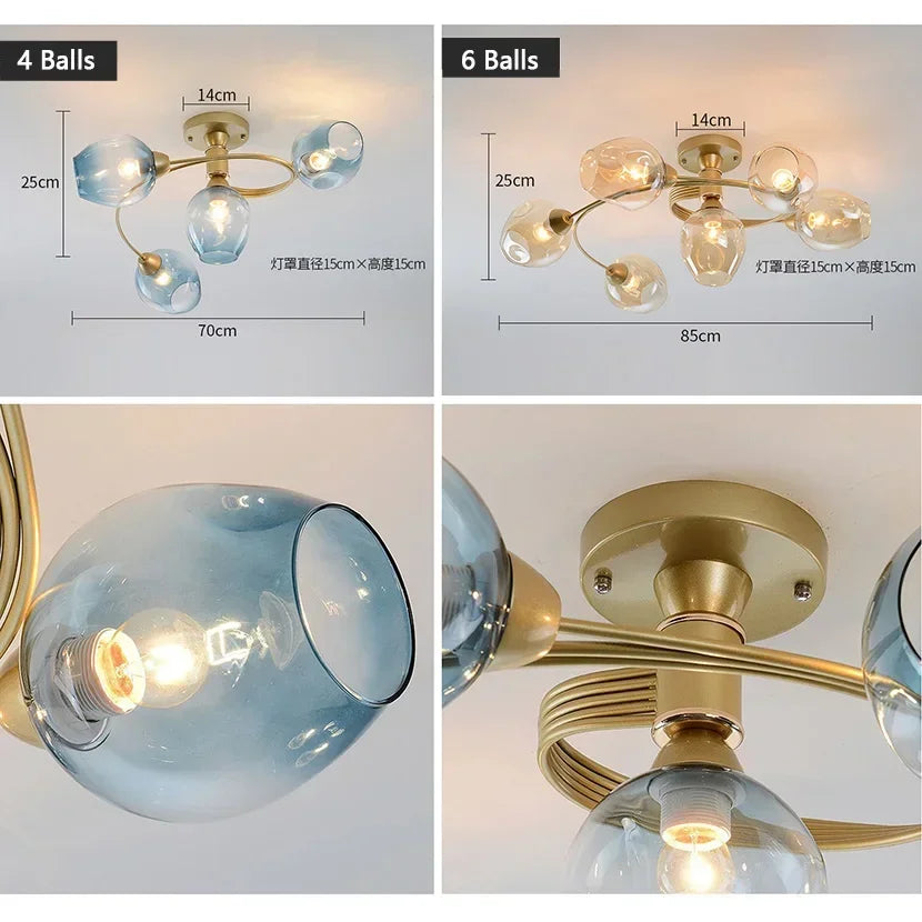 DecorBites™ Glass Ball LED Chandeliers for Room Pendant Lights