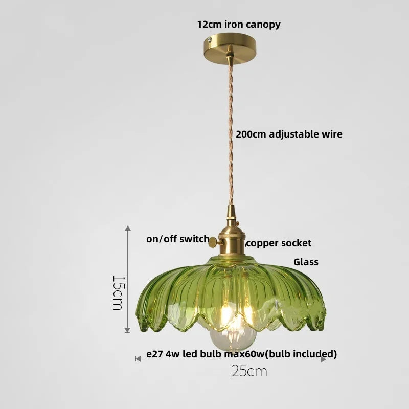 DecorBites™ Amber Glass LED Pendant Lamp 200cm Wire Adjustable Nordic Modern Simple Hanging Lights