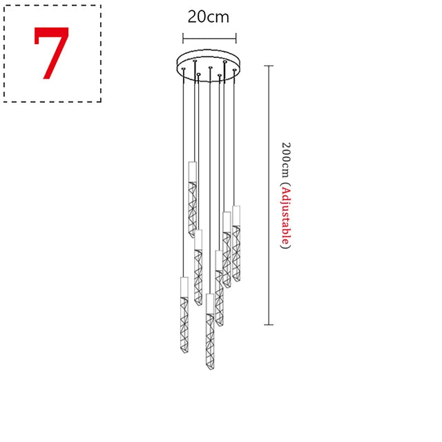 New Staircase Chandelier LED Modern Duplex Loft Spiral Long Chandelier Creative Villa Living Room Bedroom Hanging Crystal Light