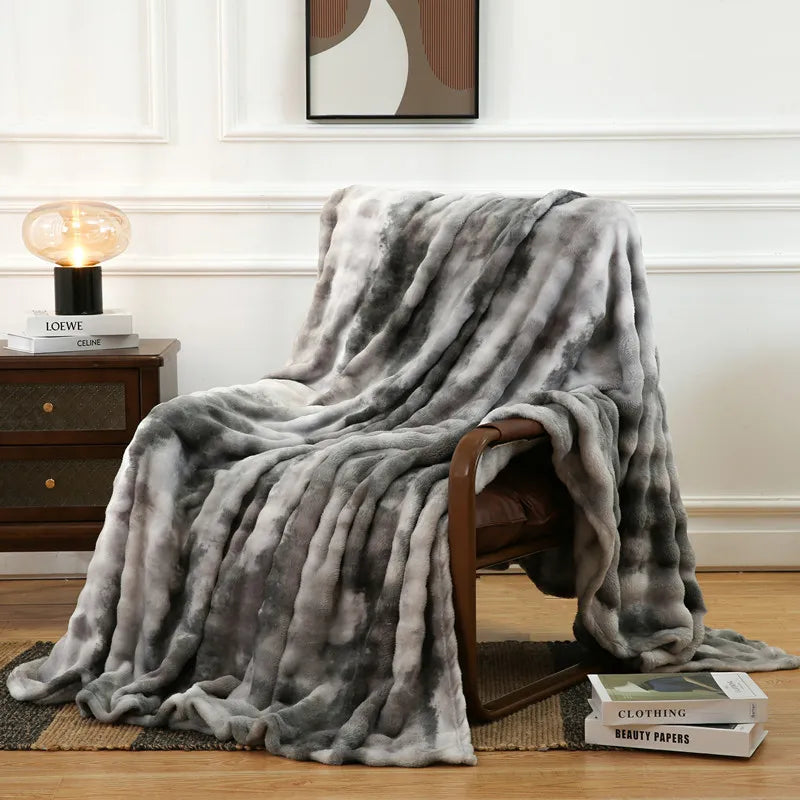 DecorBites™ Fuzzy Faux Fur Blanket - Cozy & Soft Reversible Throw for Sofa and Bed