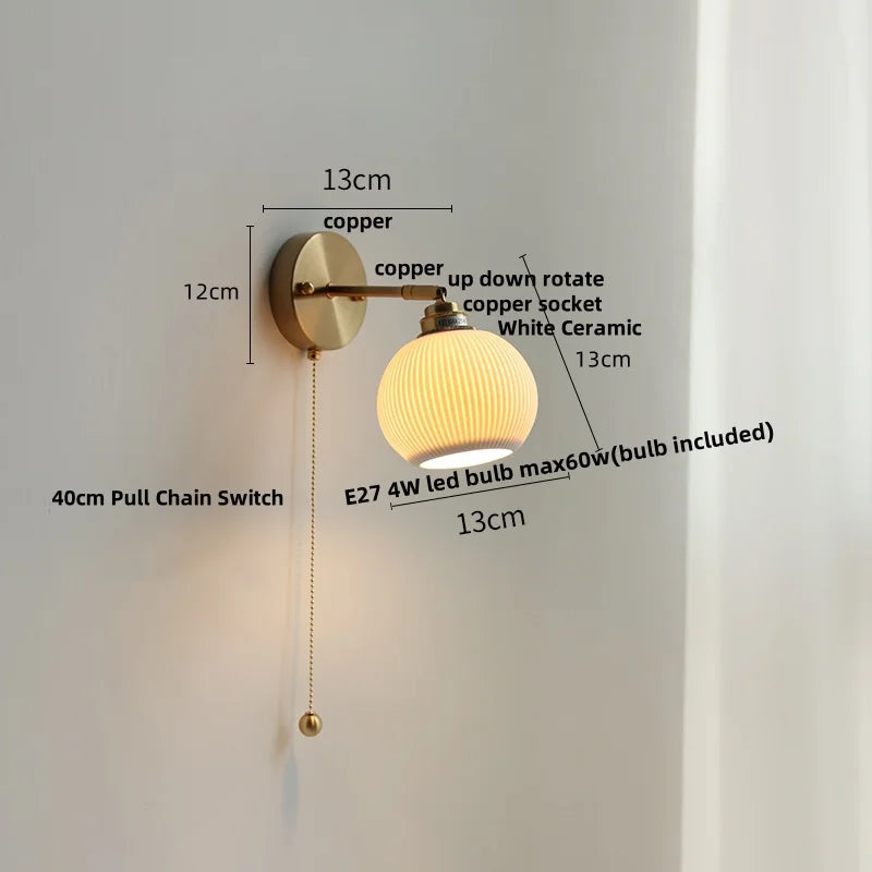 DecorBites™ مصابيح حائط سيراميك LED دوارة، تصميم نورديك عصري للممرات وغرف النوم والمداخل