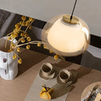 Nordic Double Glass Pendant Light in Amber, Gray, or Clear