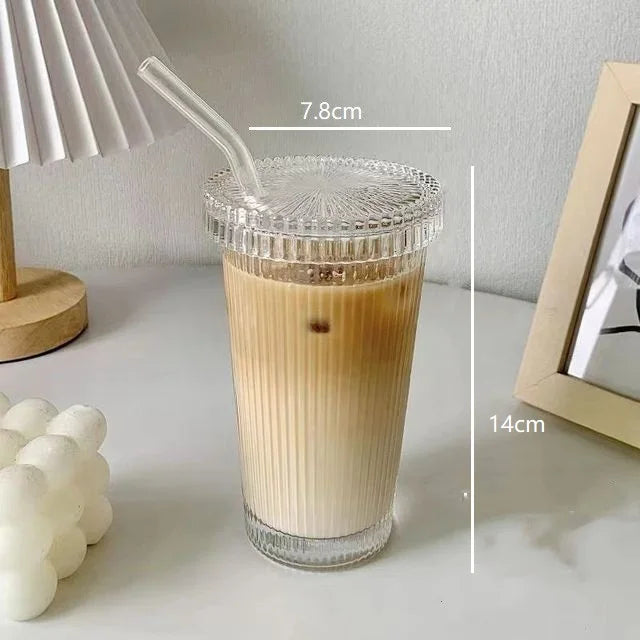 كوب شفاط زجاجي DecorBites™ - هدية زفاف أنيقة على الطراز الياباني للحليب والقهوة والشاي