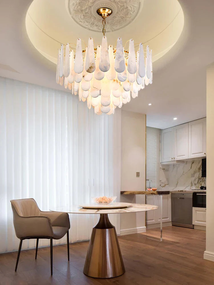 DecorBites™ 2025 Chandelier LED Dimmable Marble Collection for Dining Room & Foyer
