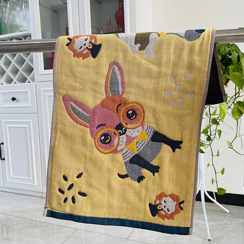DecorBites™ مناشف وجه كرتونية للأطفال - طقم من 3 | بطبعة قطط | 100% قطن | 25*50 سم