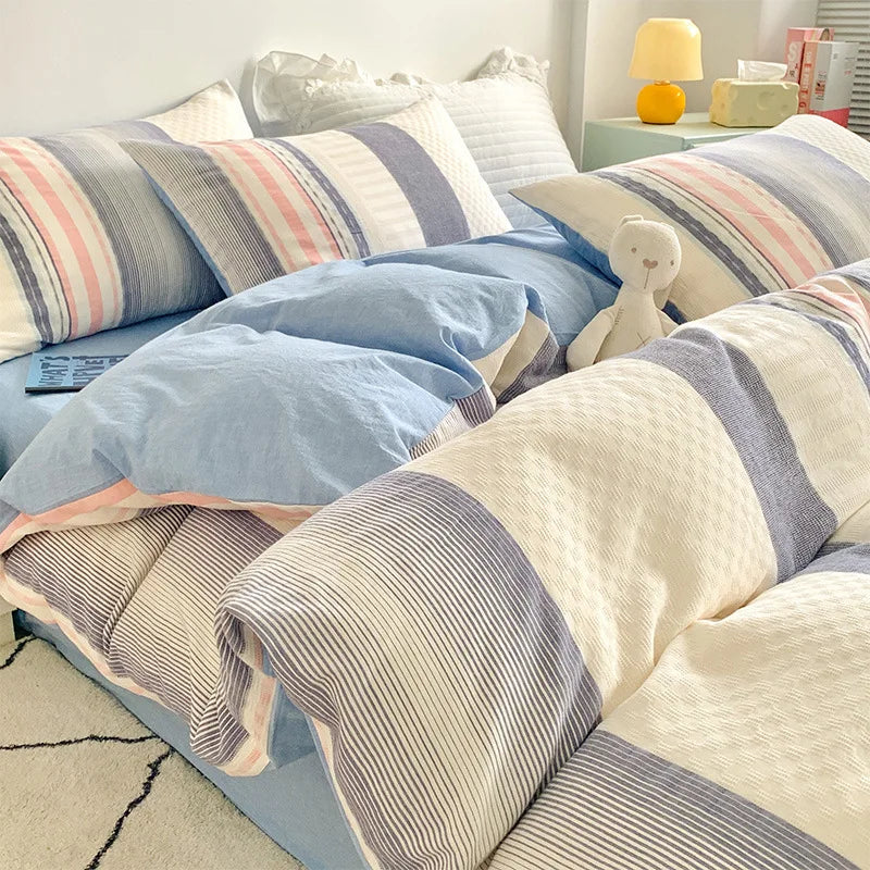 DecorBites™ Cotton Jacquard Bedding Set - Single Double Queen King Size Bedclothes