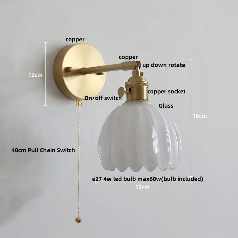 DecorBites™ Clear Glass LED Wall Lights Up Down Rotate Copper Nordic Sconce Fixtures