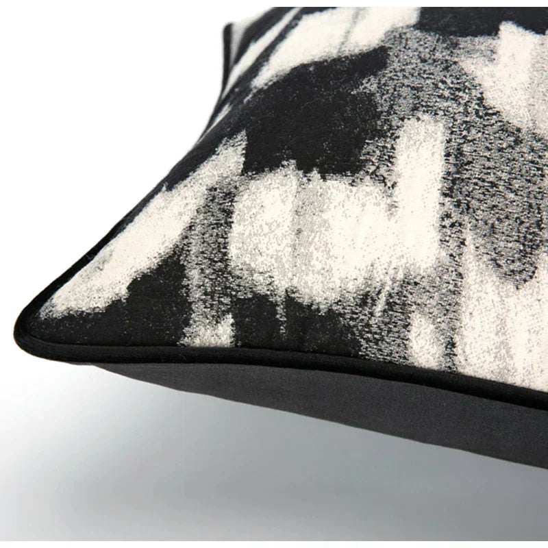 DecorBites™ Abstract Monochrome Jacquard Lumbar Pillow Cover for Chic Studio & Home Decor
